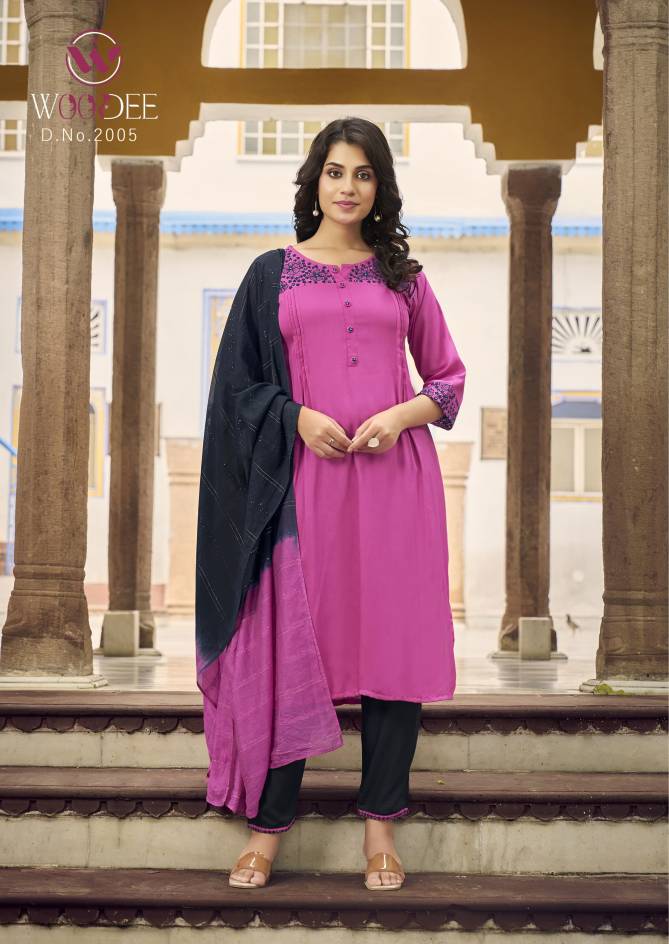 Golden Pearl Vol 2 By Woodee Rayon Designer Kurti With Bottom Dupatta Wholesale Shop in Surat